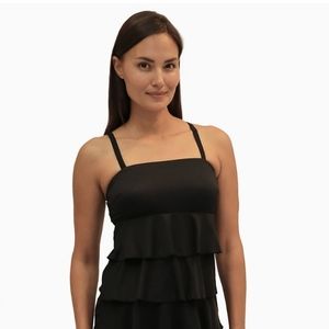 Beach Scene Triple Tier Black Swim Tankini